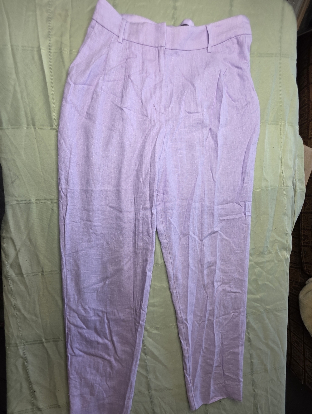 Express Lavender Linen-Blend High Waisted Relaxed Trouser Pants 8R Lilac